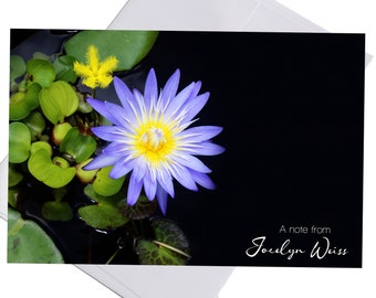 Personalized Purple Flower Stationery, Flower Gifts, Blank Note Cards, Folded Stationery, Stationary Set, Notecards with Envelopes