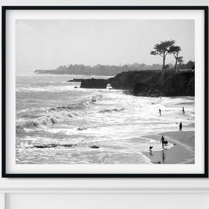 California Beach Photography, Black and White Wall Art, California Beach Print 16x20 Print Beach Wall Art Ocean Photography Black Home Decor