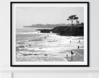 California Beach Photography, Black and White Wall Art, California Beach Print 16x20 Print Beach Wall Art Ocean Photography Black Home Decor