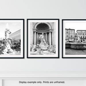 Rome Wall Art Print Set, Black and White Photography, Italy, Travel Decor, Set of 3 Prints, Gallery Wall, Trevi Fountain, Rome Fountains