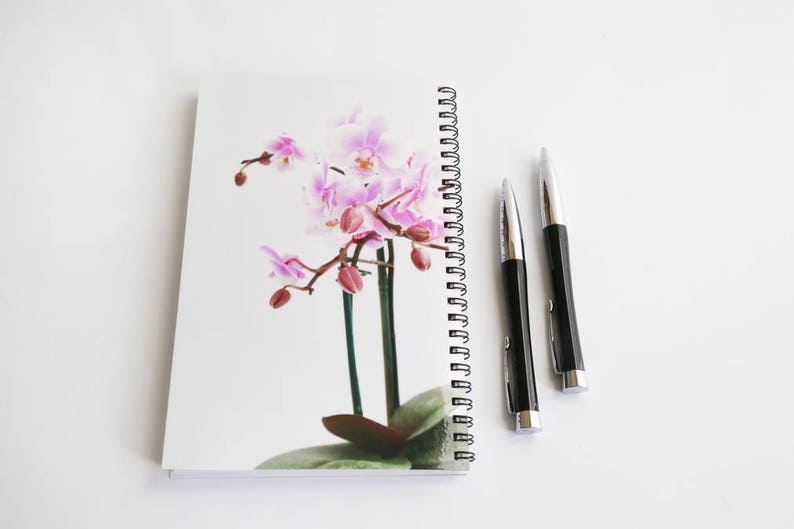 Mentor Gift, Pink Flower Notebook, Orchid Journal, Spiral Notebook, Gift for her Gift for Mom Lined Notebook Writing Journal Gift for Mentor image 2