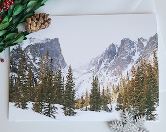 Winter Mountain Christmas Cards, Holiday Cards,  Christmas Cards Set, Blank Greeting Card, Winter Holiday Card, Set of 8 Notecards