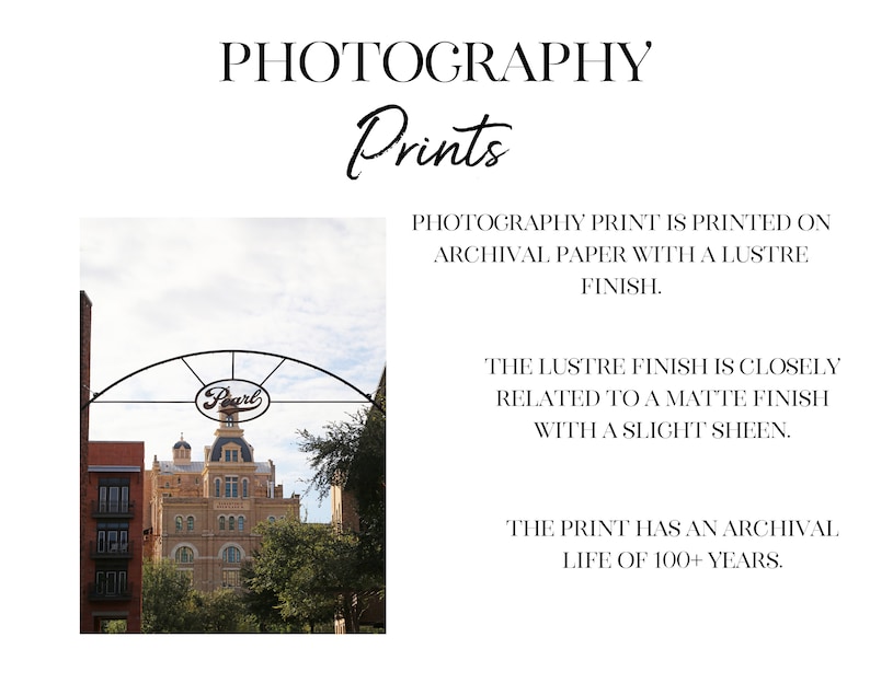 May include: A photograph of a building with a sign that says "Pearl" above it. The photograph is printed on archival paper with a lustre finish. The print has an archival life of 100+ years.