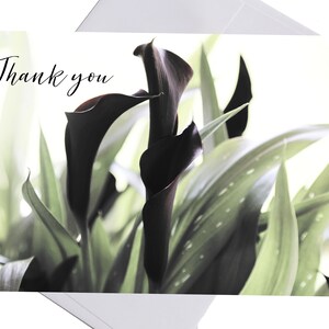 Modern Floral Thank You Cards, Bridal Shower Thank You Card, Note Cards with Envelopes, Wedding Thank You Black and White Set of 8 Notecards