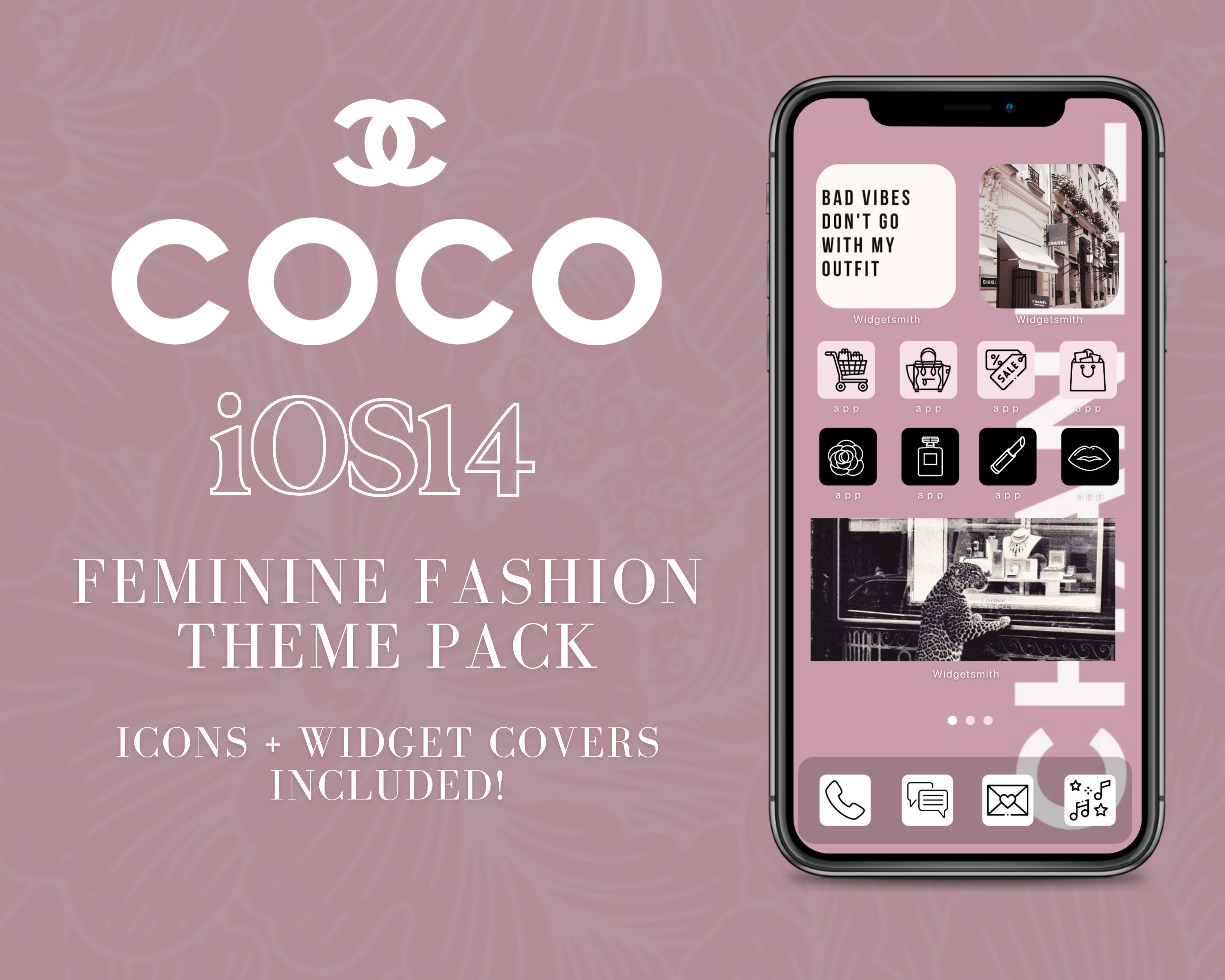 Coco Pink Mauve Blush Feminine Fashion App Icons Etsy