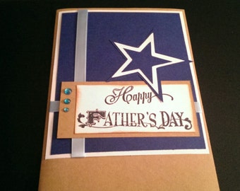 Fathers' Day Card (dad, grandfather, brother, son, blue and white, blue and white star)