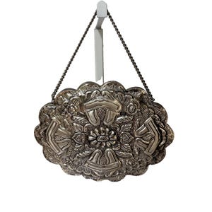 Vintage BALCI Turkish Wedding Mirror 900 Silver Repousse Hanging Wall Decor 13cm
