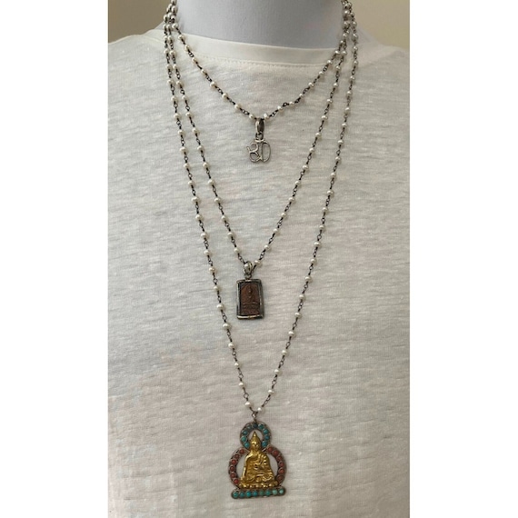 Safia DAY 3-strand necklace Silver 925 Buddha  Oh… - image 1