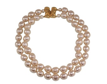 Fabulous KARL LAGERFELD Paris Double Strand BAROQUE Style Simulated Pearl Collar