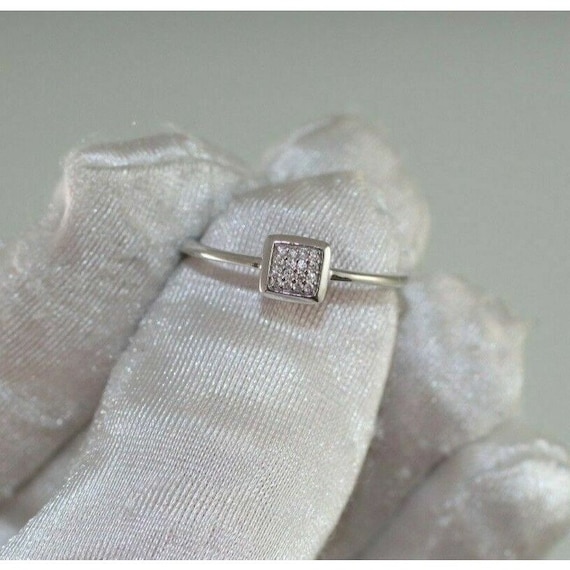 Bony Levy 18K White Gold Pave Diamond Square Ring… - image 4