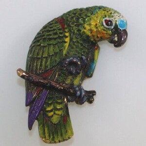 Vintage Weinberg African Parrot Tropical Bird Brooch Enameled