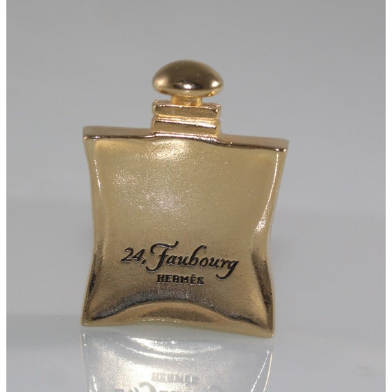 Fab Collectable Hermes Faubourg Goldtone Parfum Bottle Brooch Pin