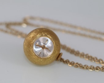 Vintage 1950's Ornata Swiss Pendant Ball or Orb Watch 7/8 inch in Diameter
