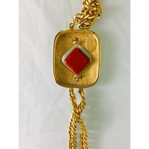 Fab! Vintage Couture Valentino Long Necklace Black Red Diamond Turns image 5