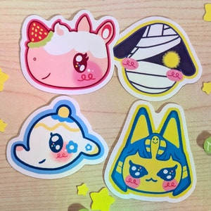 Animal Villagers Die Cut Stickers: Kawaii Ankha, Tia, Merengue, Lucky