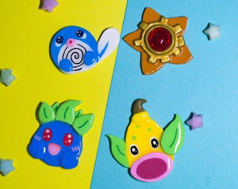 Gen 1 Pokemon Polymer Clay Pin Weepinbell Poliwag Oddish Staryu kawaii cute