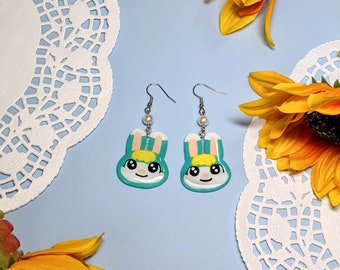 Sasha Animal Crossing Shrink Plastic Dangle Earrings Light Weight Kawaii Cute