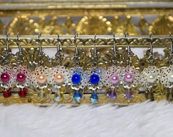 Flower Glass Pearl Bead Dangle Earrings Delicate Lightweight