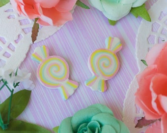 Cute Kawaii Candy Pastel Swirl Polymer Clay Pin Handmade