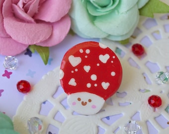 Cute Kawaii Mushroom Polymer Clay Pin