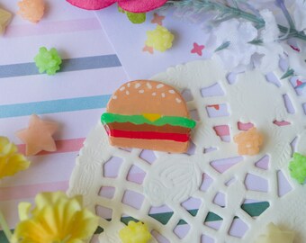 Cheese Burger Polymer Clay Pin Cute Kawaii Food