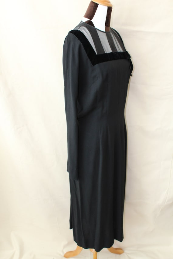 1950s Black Dress Illusion Neckline | 50s Party D… - image 5