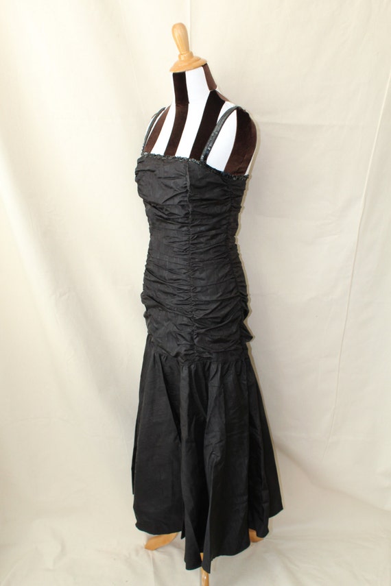 1980s Gunne Sax Black Drop Waist Dress with Sequi… - image 3