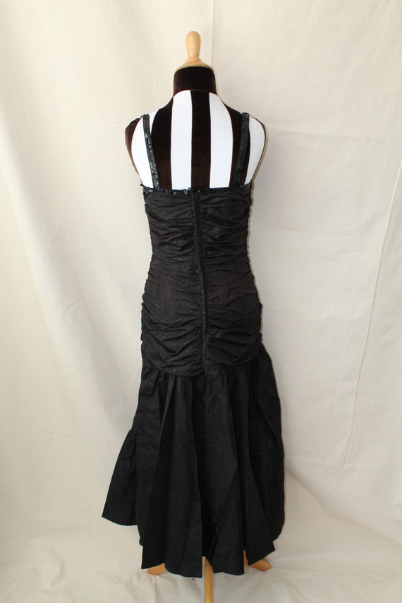 1980s Gunne Sax Black Drop Waist Dress with Sequi… - image 4