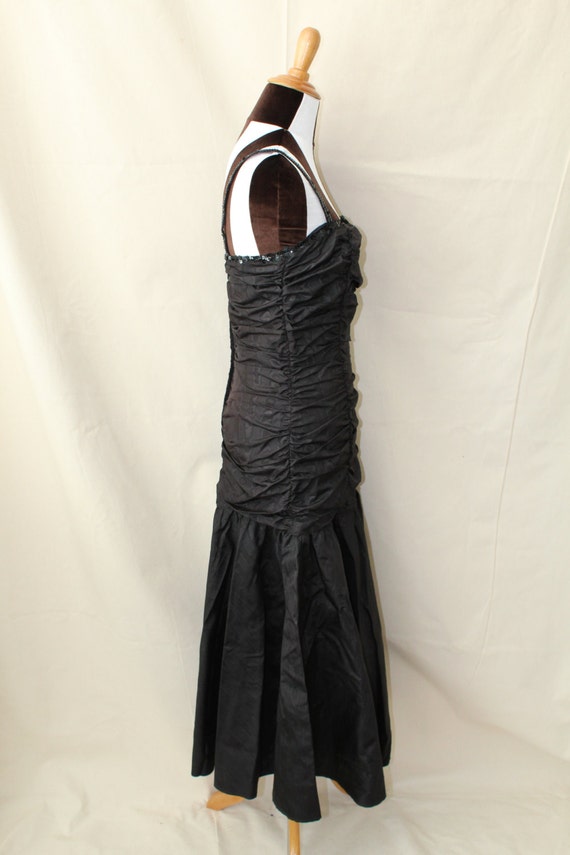 1980s Gunne Sax Black Drop Waist Dress with Sequi… - image 5