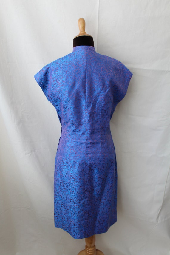 1940s Cheongsam Violet Silk Brocade Dress, 1950s … - image 4