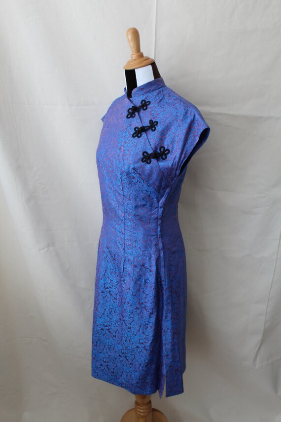 1940s Cheongsam Violet Silk Brocade Dress, 1950s … - image 3