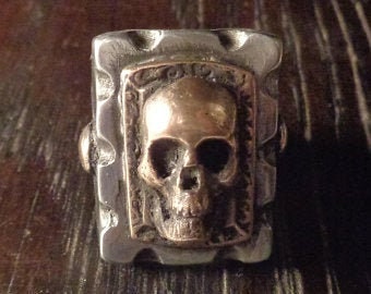 Mexican Biker Ring Skull Head Goth Punk Pirate Vintage 1950's Motorcycle Triumph