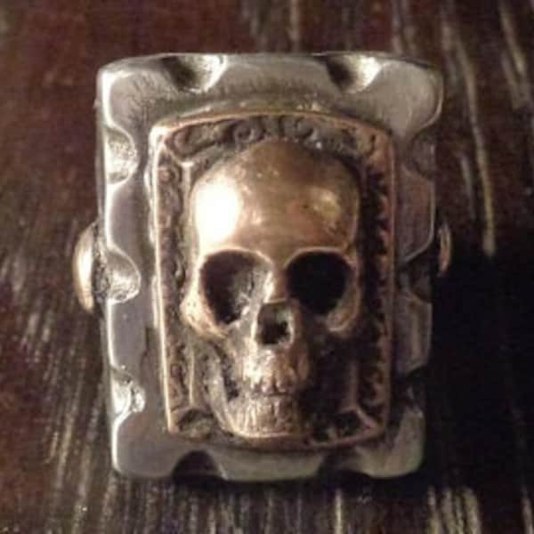 Bague motard mexicaine tête de mort Gothique punk pirate vintage moto Triumph des années 50