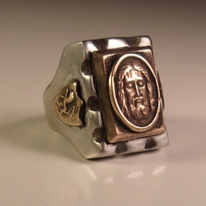 Sacred Shroud Ring, Mexican Biker Ring, Souvenir Ring, Face Of Jesus, Christ, Knights Templar
