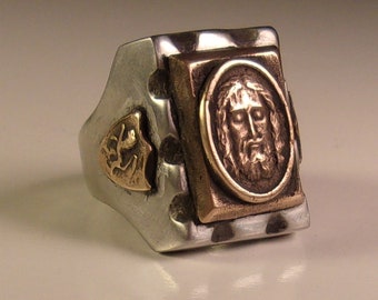 Sacred Shroud Ring, Mexican Biker Ring, Souvenir Ring, Face Of Jesus, Christ, Knights Templar