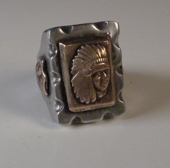 メキシカンバイカーリング ネイティブアメリカン インディアンヘッド