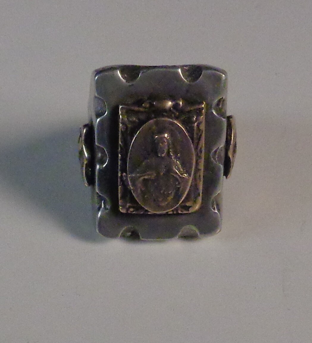 Mexican Biker Ring Jesus Sacred Heart Christian Catholic the Passion ...