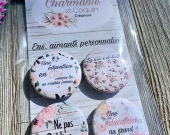 Set of 4 personalized magnets, gift for educator