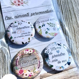 Set of 4 personalized magnets, gift for educator