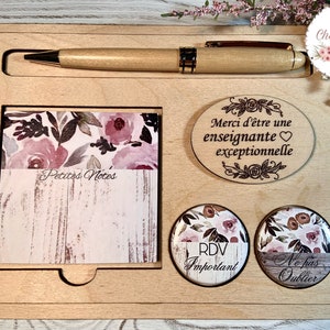 Pencil holder set, self-adhesive notepad and two personalized magnets. Gift for teacher, teacher thank you gift.