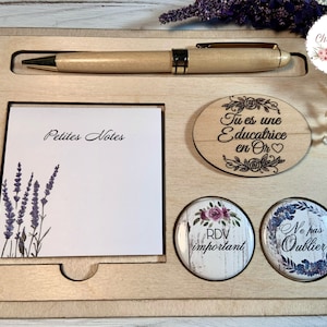 Ensemble porte crayon, bloc notes avec feuilles autocollantes et deux aimants.Petit organisateur de bureau.Cadeau pour éducatrice