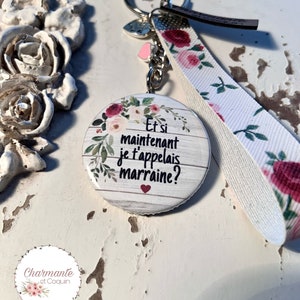 Porte-clés personnalisés demande marraine, cadeau marraine
