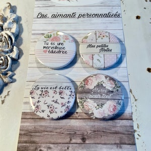 Ensemble 4 aimants personnalisés cadeau pour éducatrice, remerciement éducatrice,