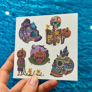tablero de 5 tatuajes temporales de Halloween