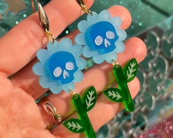 Boucles d’oreille fleur bleu