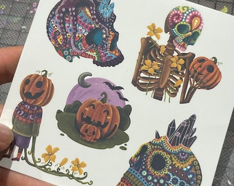 Sheet of 5 temporary Halloween tattoos