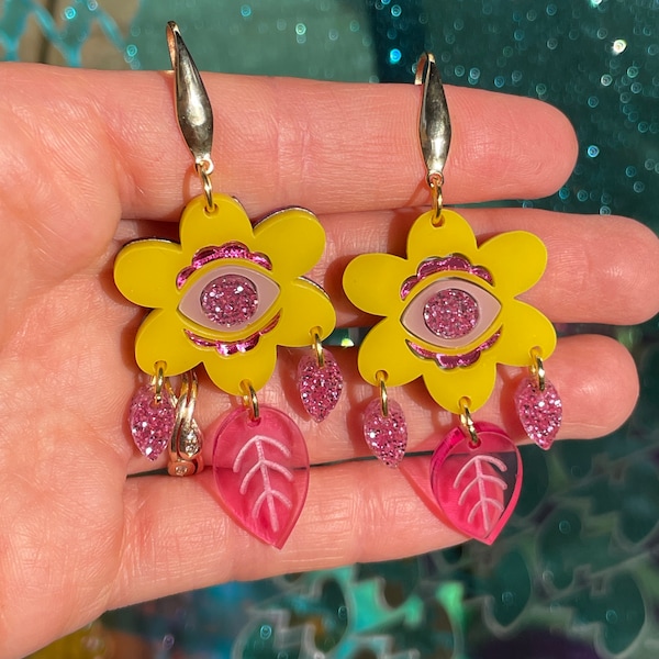 Boucles d’oreille fleur jaune