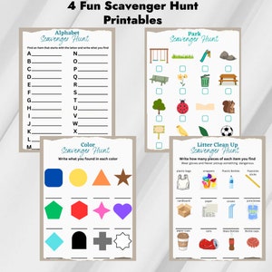 Park Scavenger Hunt, Alphabet Scavenger Hunt, Colors Scavenger Hunt, Litter Clean up Scavenger Hunt