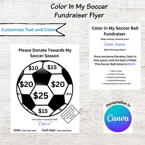 Editable Soccer Fundraiser Printable/ Fill in my soccer ball Donations