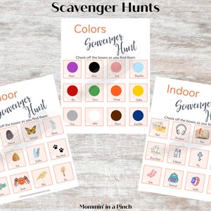 Indoor, Outdoor, Colors Scavenger Hunt Printable / Kids Scavenger Hunt
